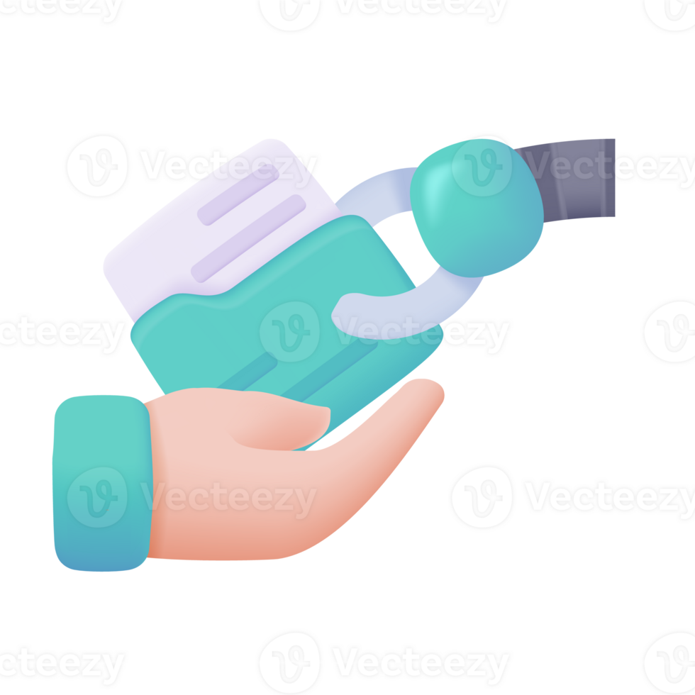 Robotic hand supports human work The concept of collaboration with robots. 3D illustration png