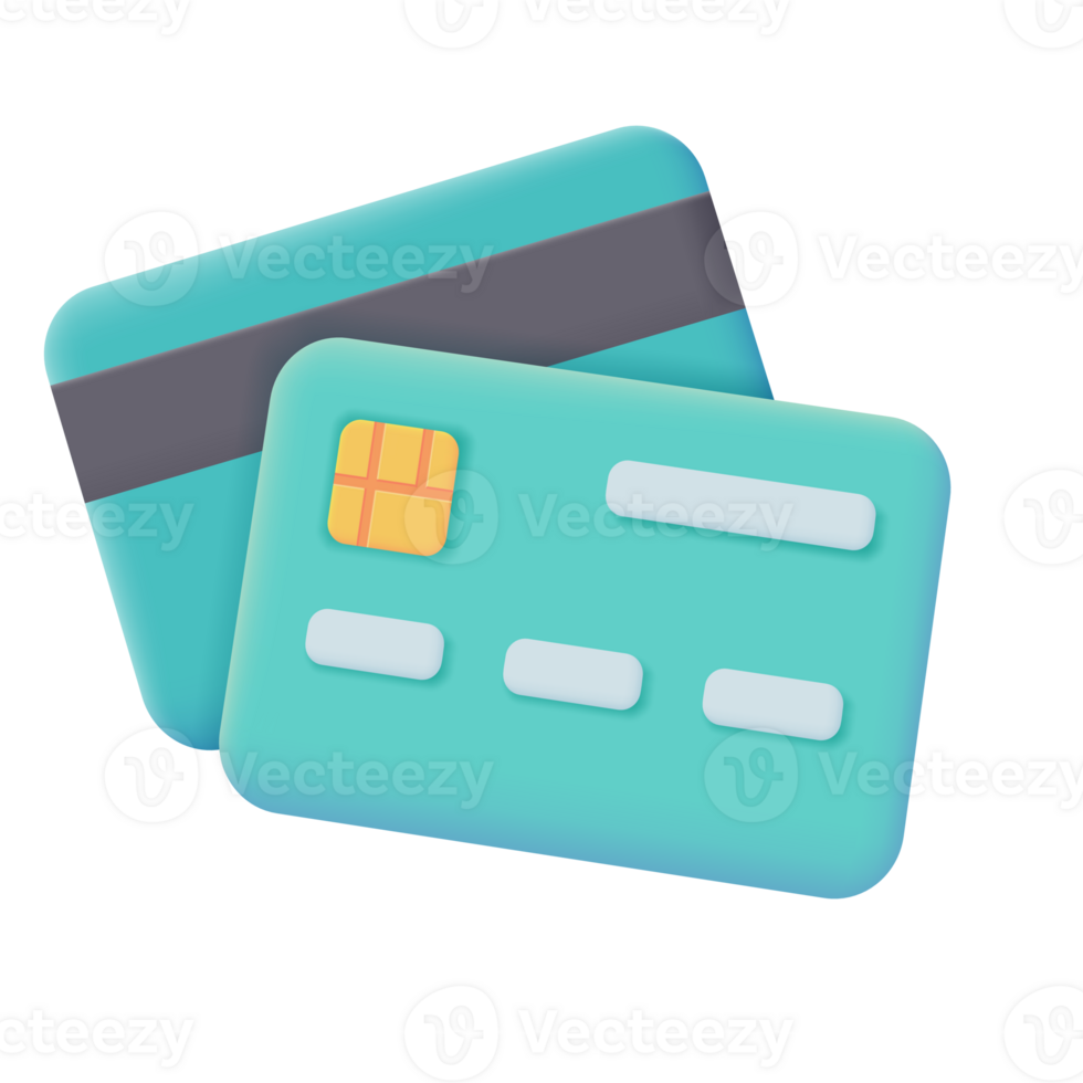 3d crédito cartão ícone. conectados pagamento. sem dinheiro sociedade para compras. 3d ilustração. png