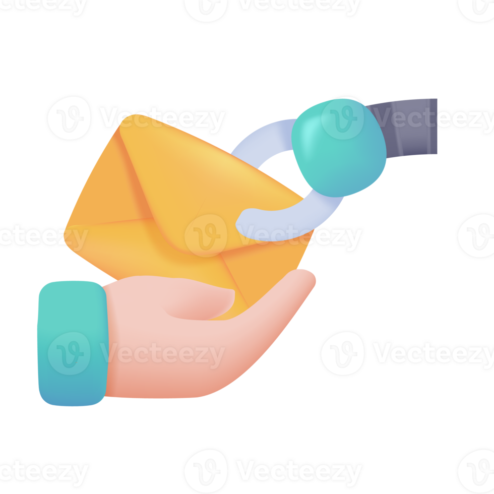 Robotic hand sending letters Document management concept with bots. 3d illustration png