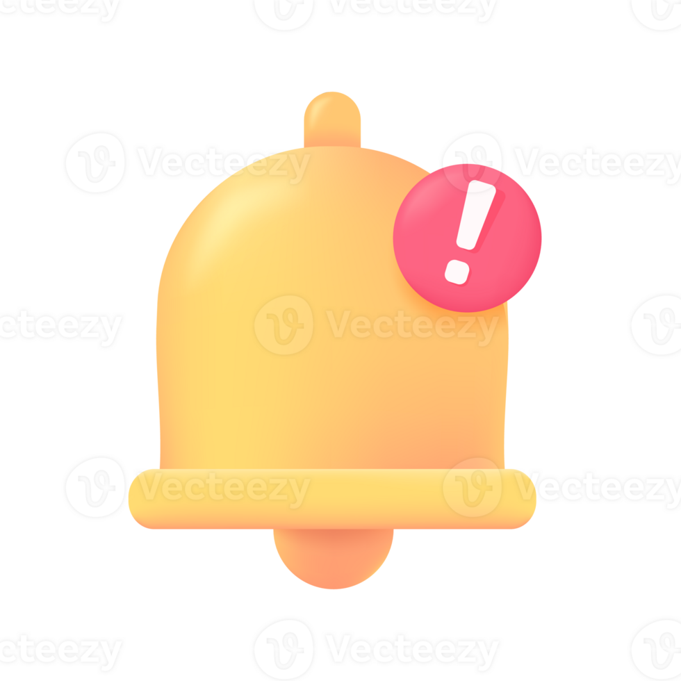 Notification bell 3D icon. event notification concept Important schedule. 3D illustration png