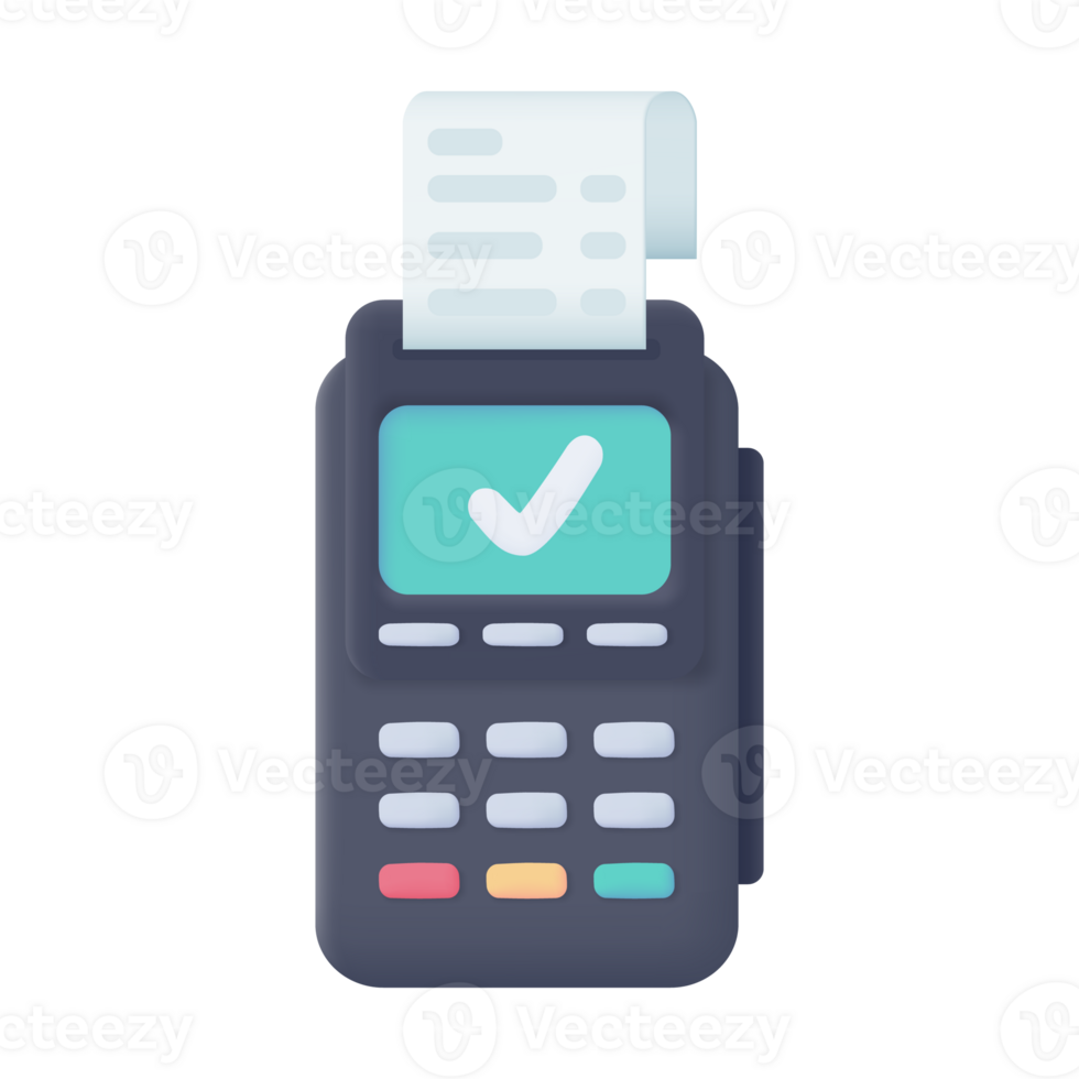 Credit card swipe machine 3D icon. online payment by credit card Cashless society. 3d illustration png