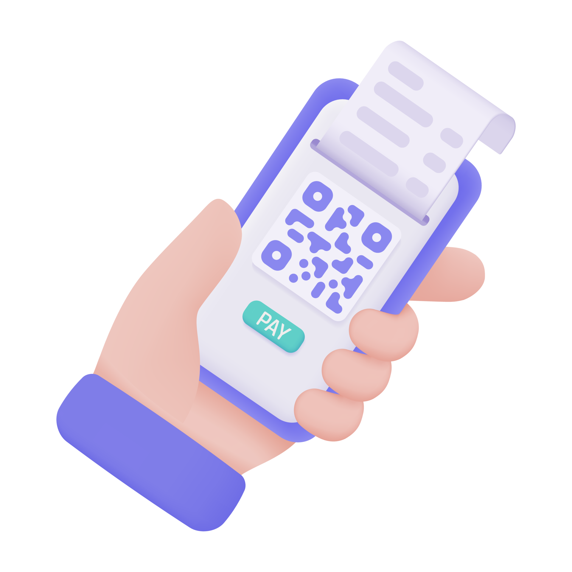 Hand holding a phone. online payment by credit card cashless society