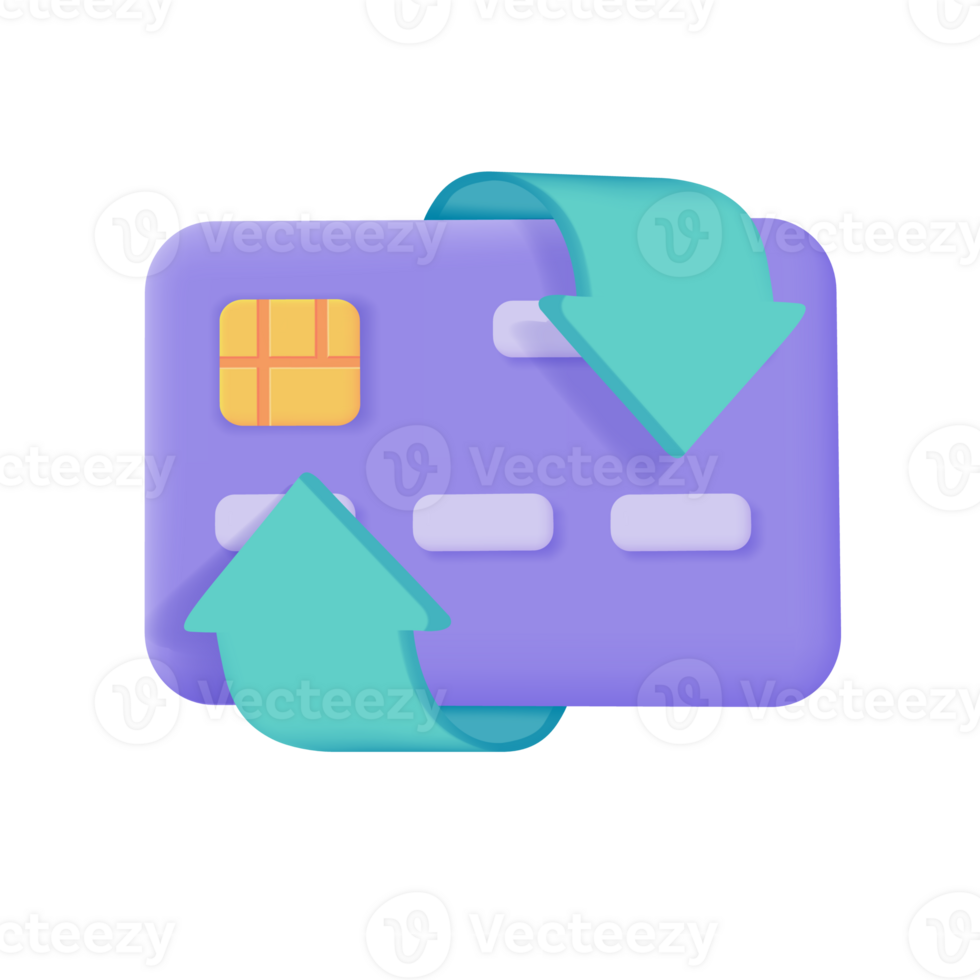 kreditera kort 3d ikon. uppkopplad betalning kontantlös samhälle säkra betalning förbi kreditera kort. 3d illustration png