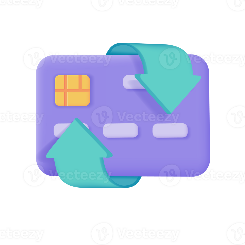 Credit card 3d icon. Online payment cashless society Secure payment by credit card. 3d illustration png