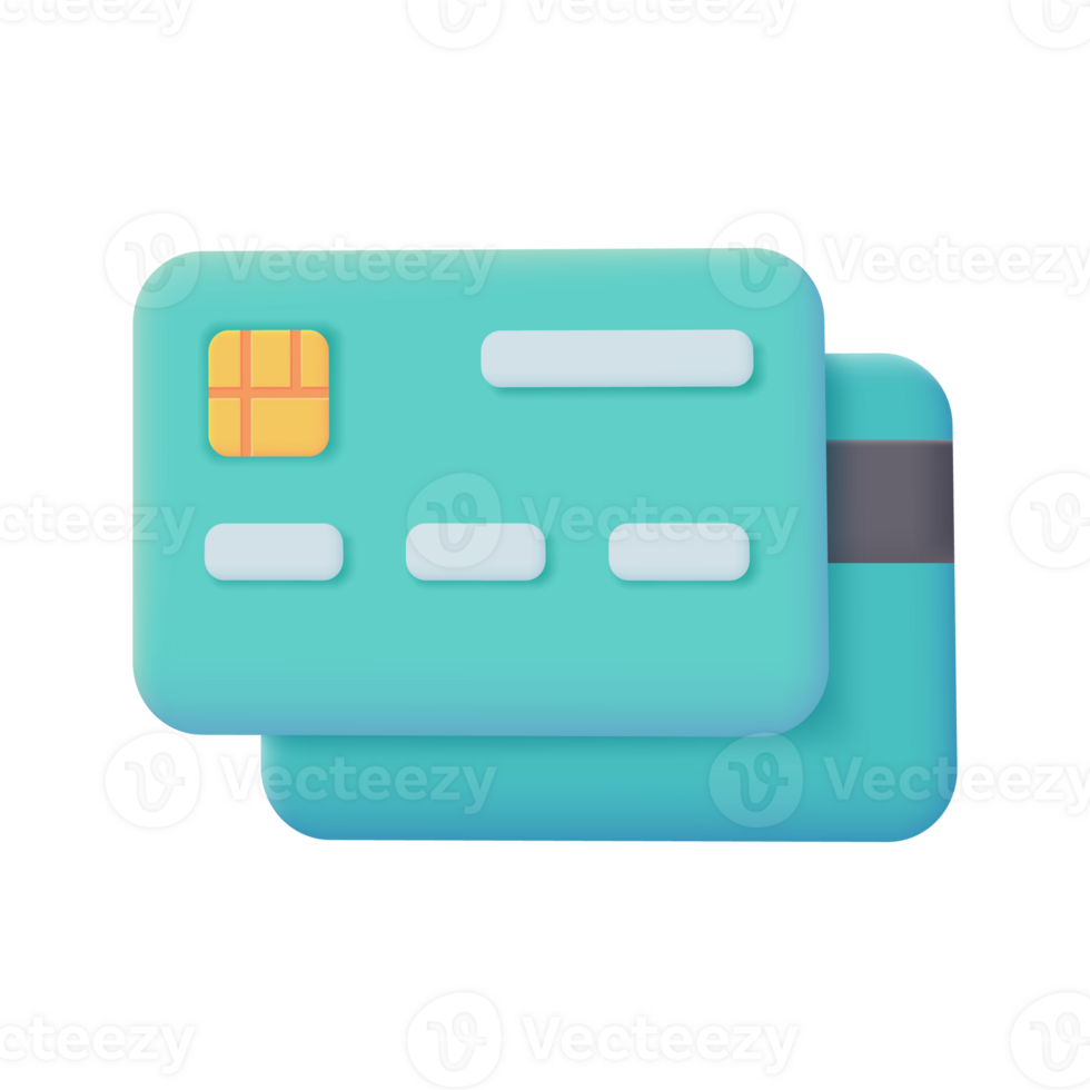 3d credit card icon. Online payment. Cashless society for shopping. 3D illustration. png