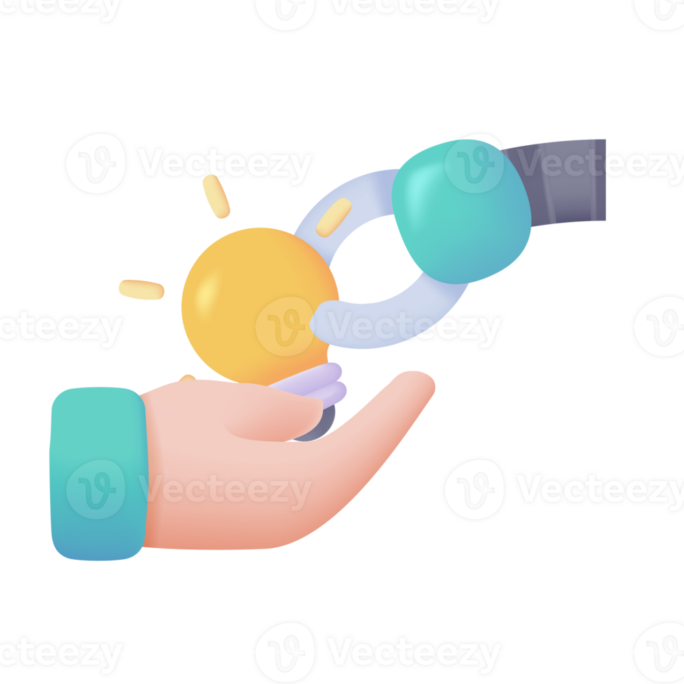 Robotic hand supports human work The concept of collaboration with robots. 3D illustration png