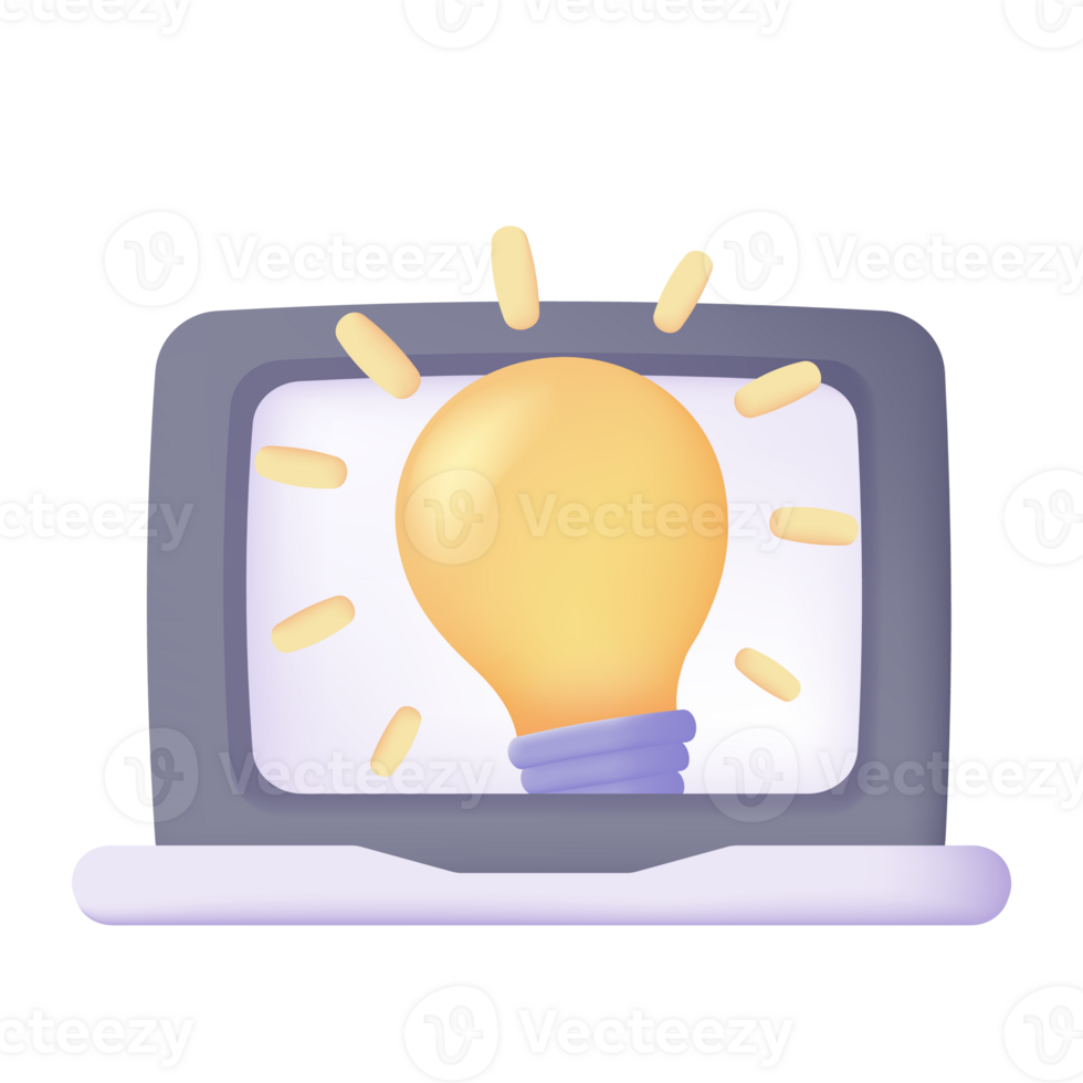 3d luz lâmpada dentro uma computador monitor o negócio idéia conceito criatividade png