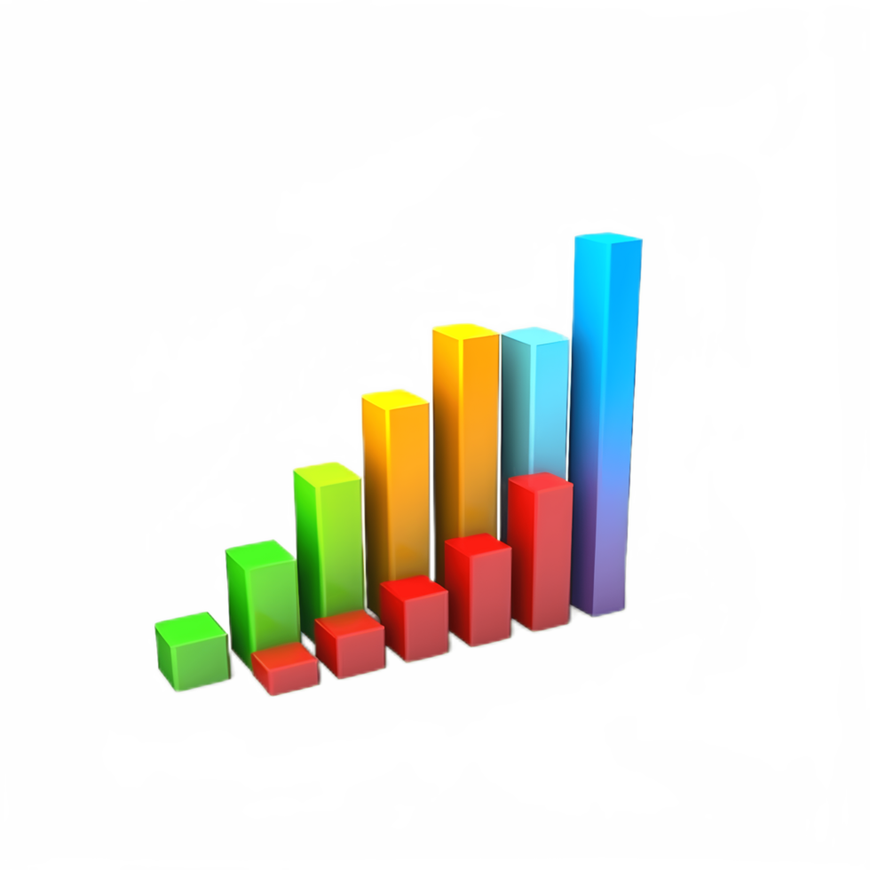 Business infographic statistic bars chart isolated on transparent background. png