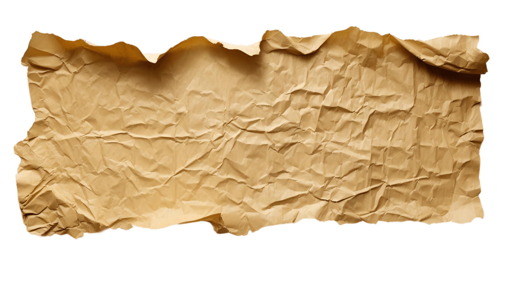 close up of a ripped piece of brown paper with copy space isolated on transparent background. png