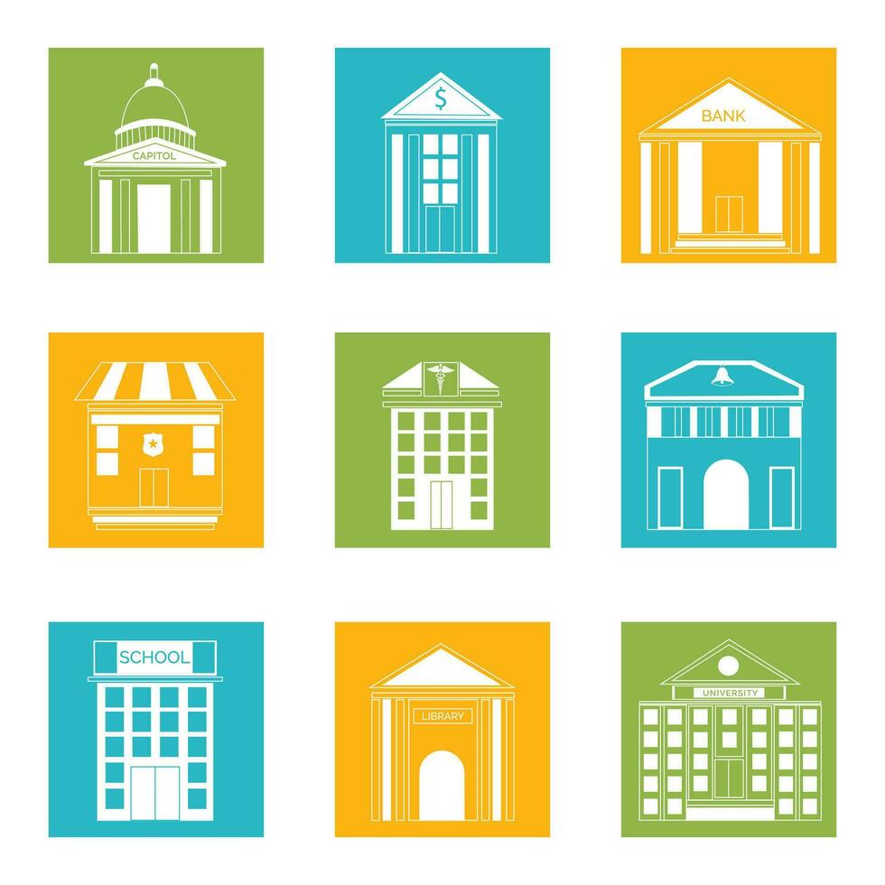Building icon, logo or symbol on beige color background. vector