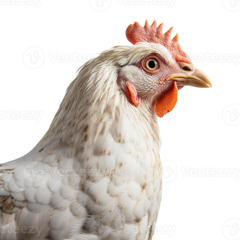 Portrait of a ginger chicken standing isolated on transparent background, profile view of a chicken isolated on Transparent background, generate ai png