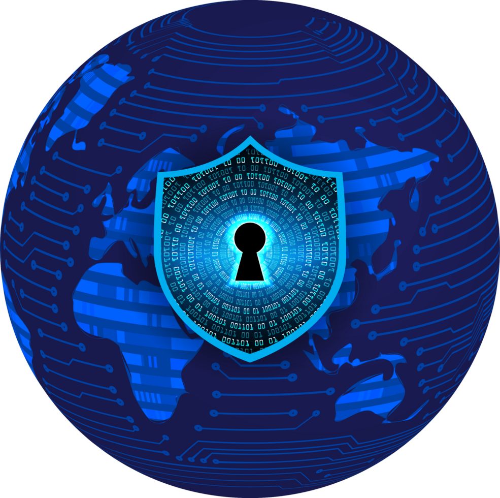 Modern Cybersecurity Technology Background with shield png