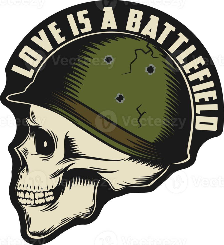 Love is a Battlefield, Skull and Zombie Typography Quote Design. png