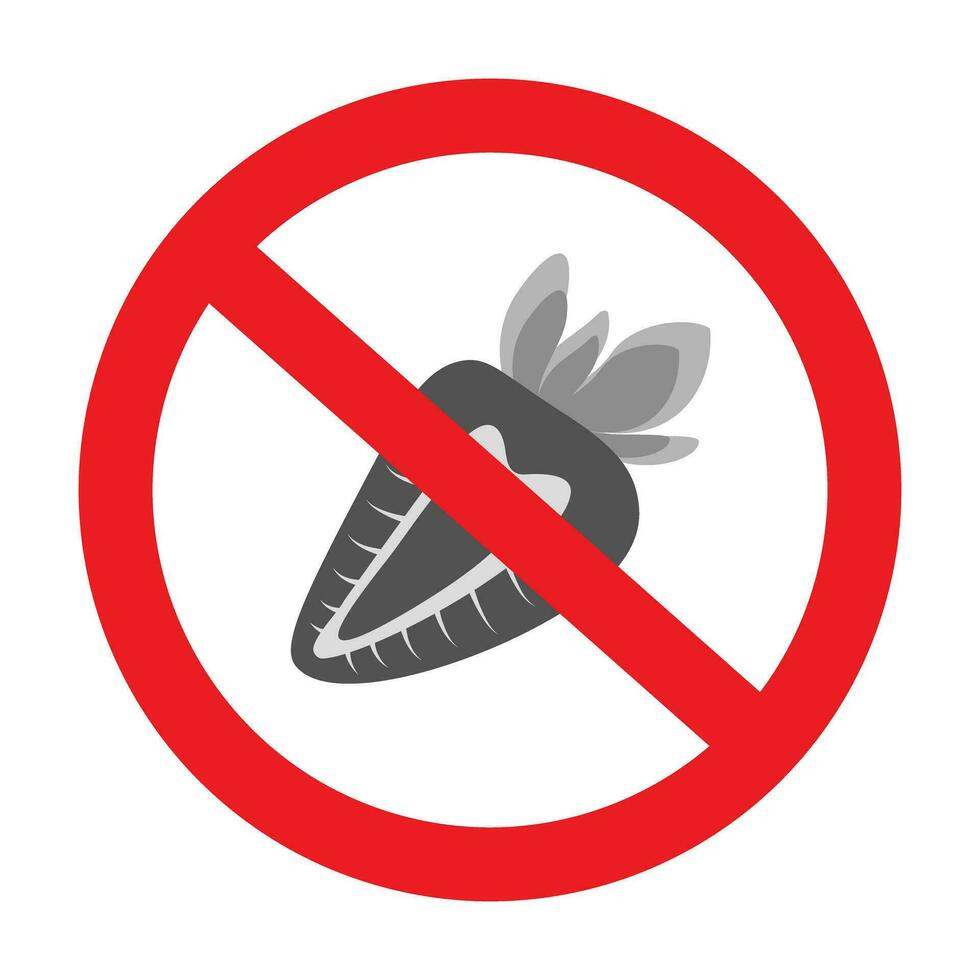Abstract image of a strawberry under a ban sign in grayscale. Sticker. Icon. Isolate. Pointer. EPS vector