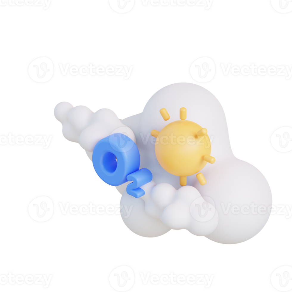 3d illustration of cloud with oxygen png