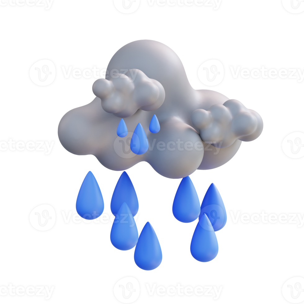 3d illustrazione di un' nube con pioggia png