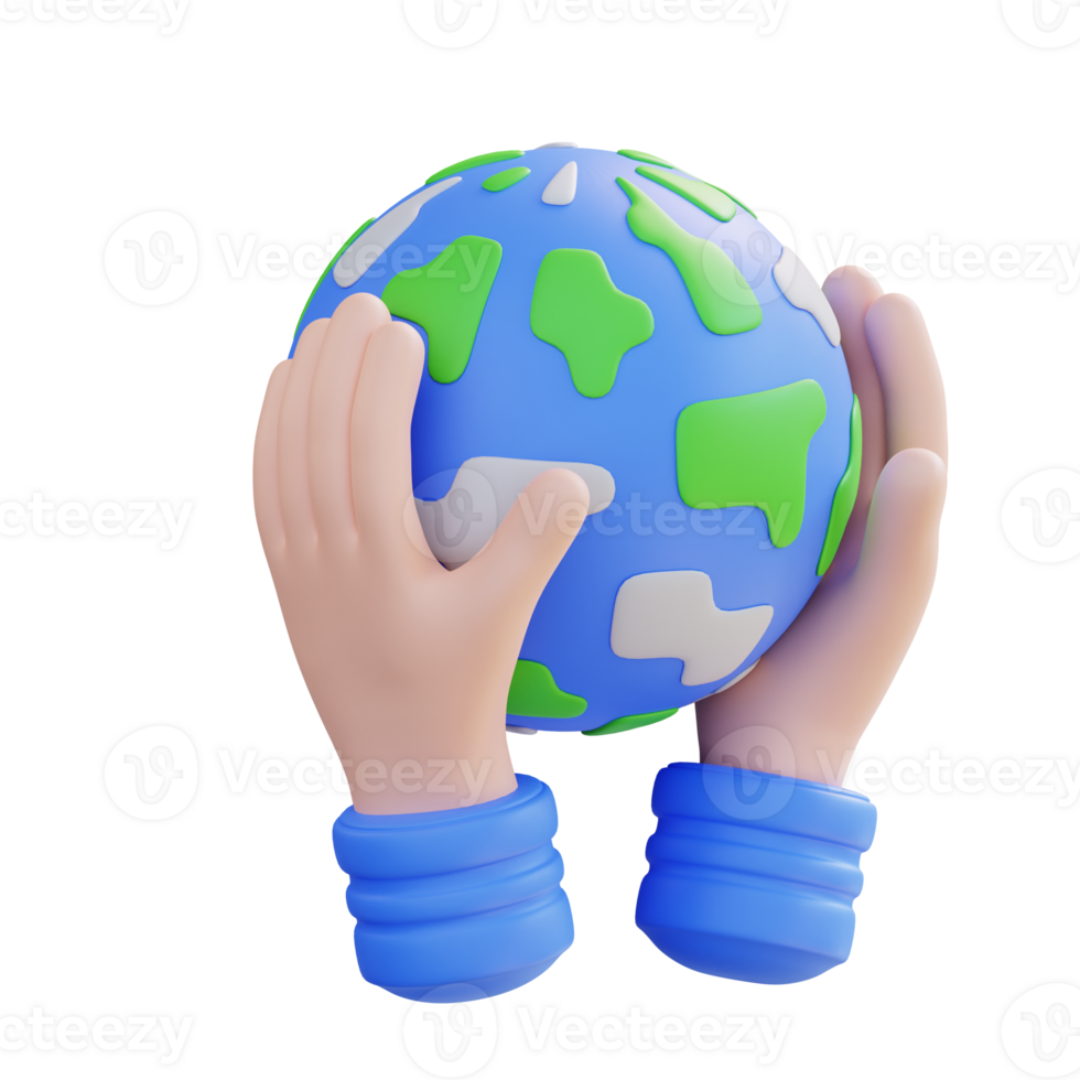 3d illustration of hand and globe png