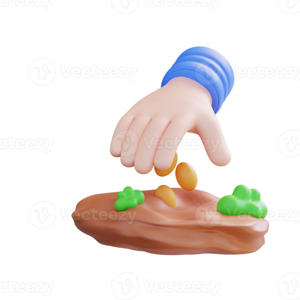 3d illustration hand show planting seeds png