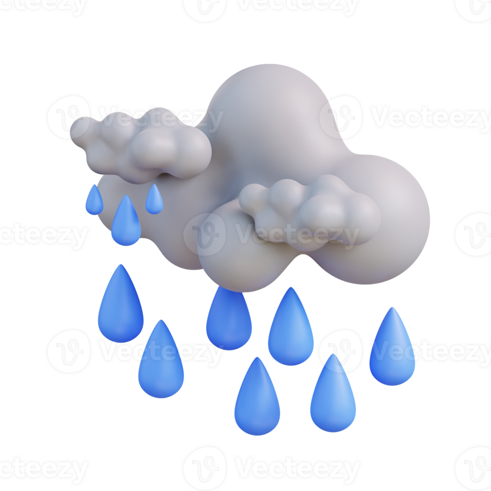 3d illustration of a cloud with rain png