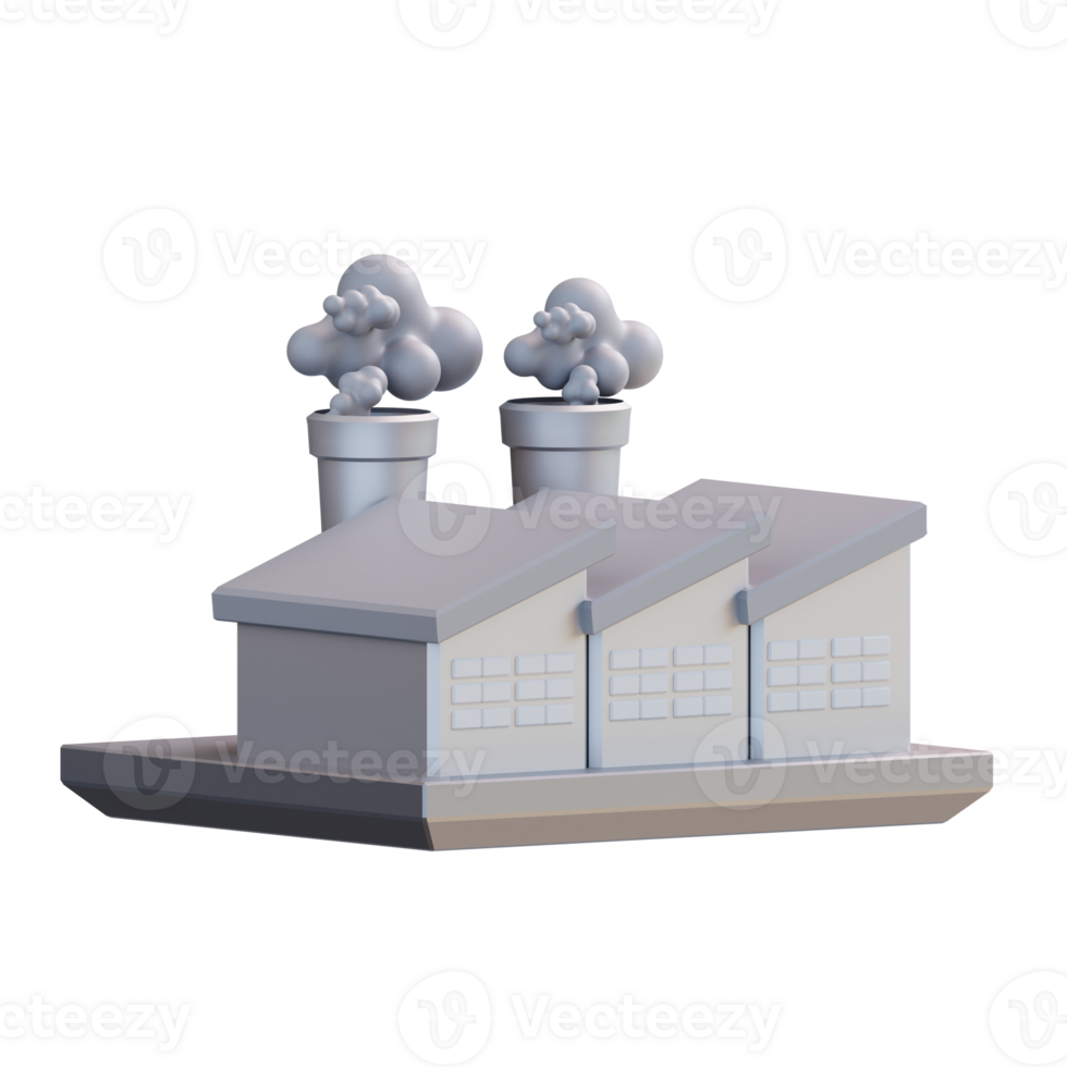 3d illustration of air pollution by factory png