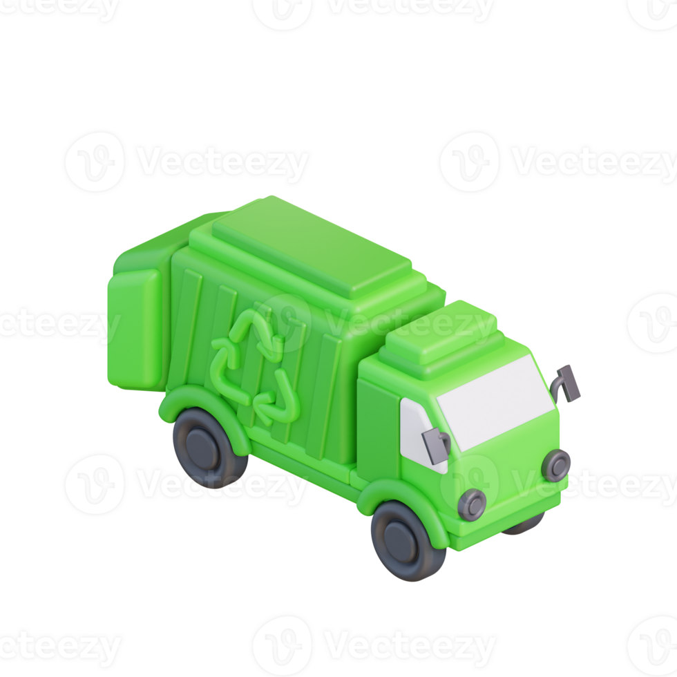 3d illustration of recycling garbage truck png