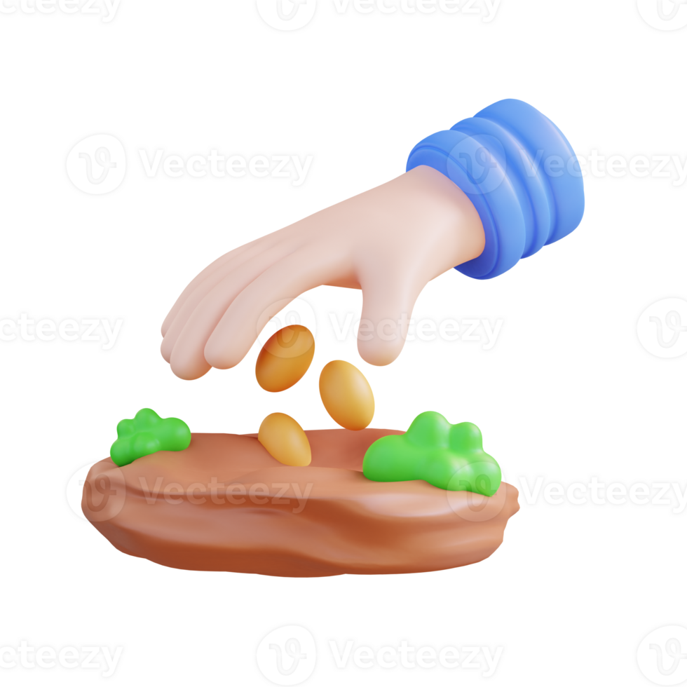 3d illustration hand show planting seeds png