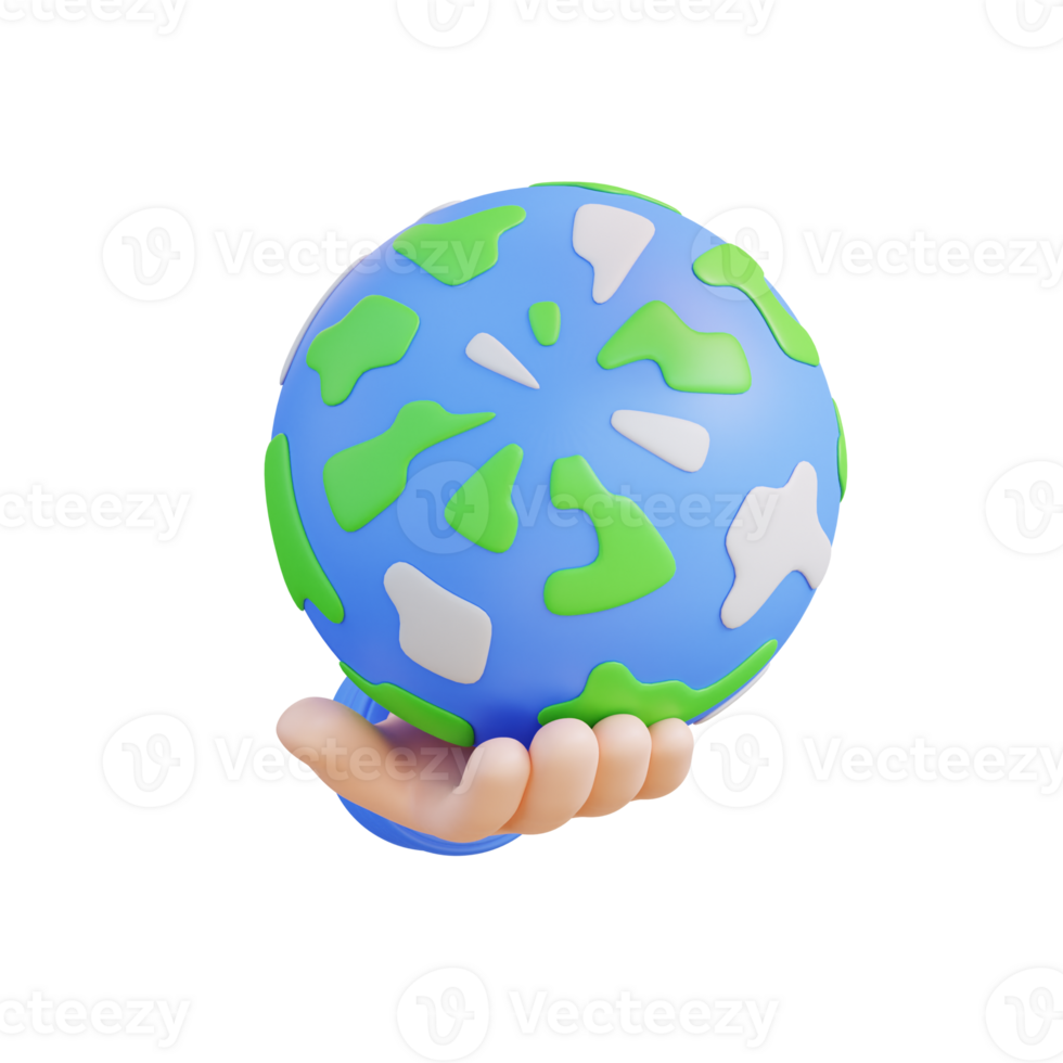 3d illustration hand holding globe globe png