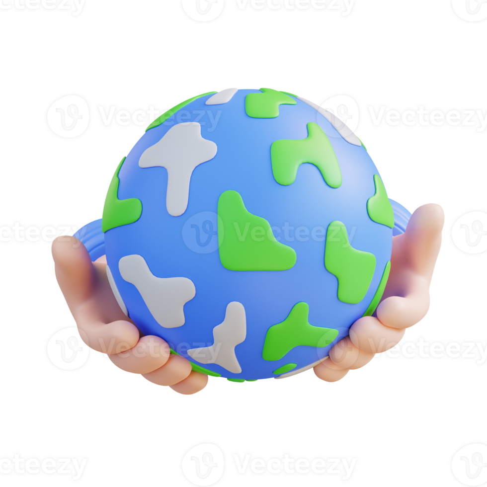 3d illustration hand holding globe globe png