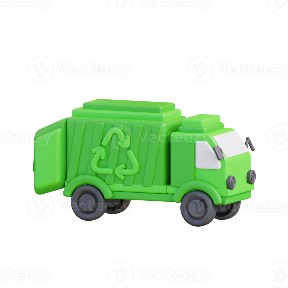 3d illustration of recycling garbage truck png