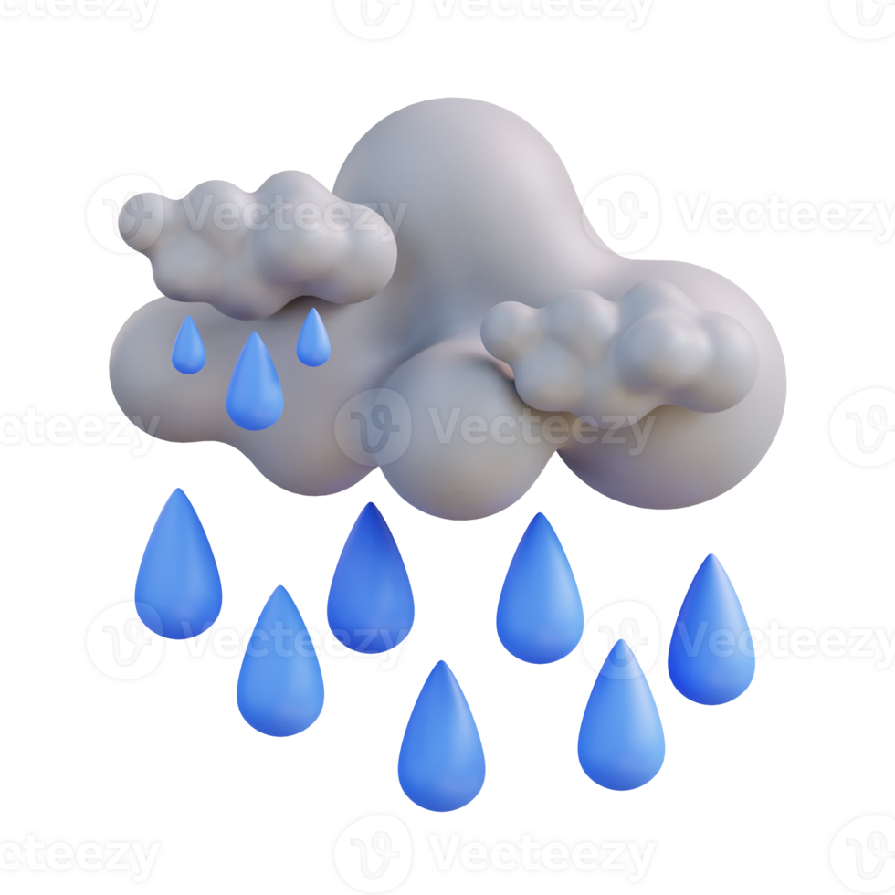 3d illustration of a cloud with rain png