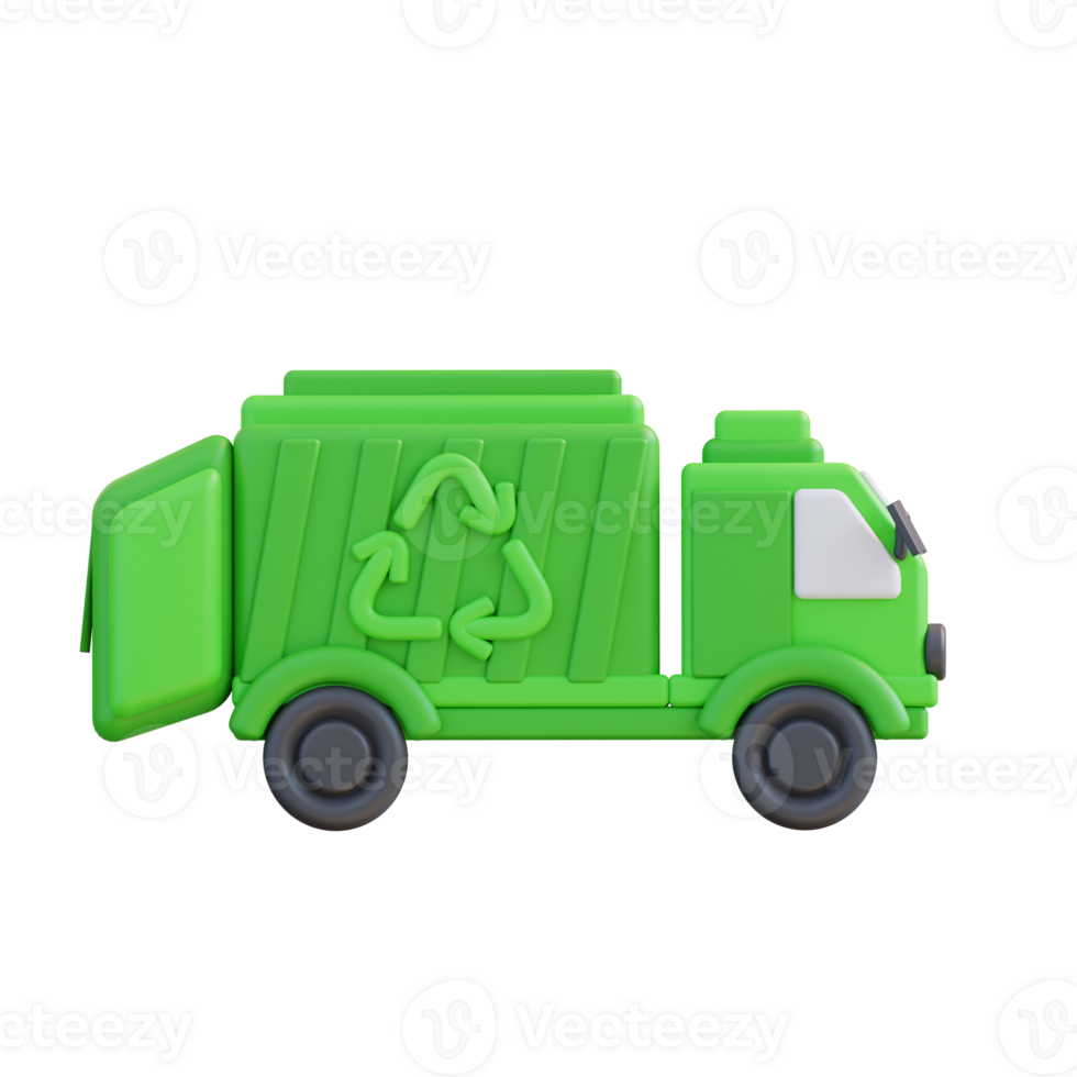 3d illustration of recycling garbage truck png