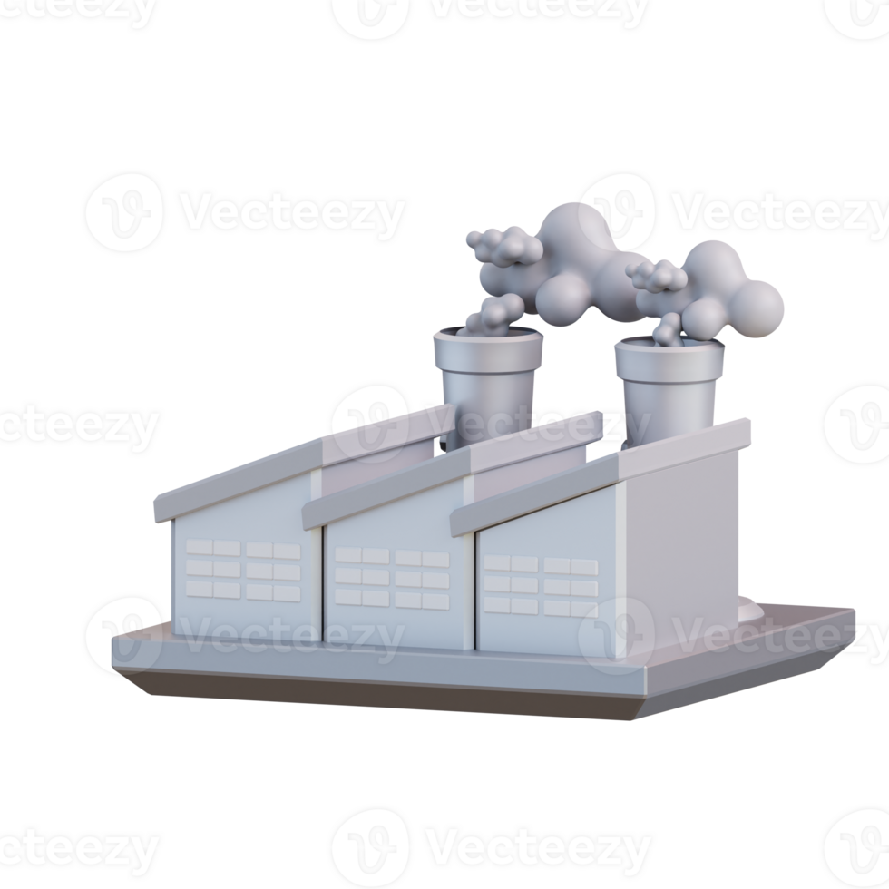 3d illustration of air pollution by factory png