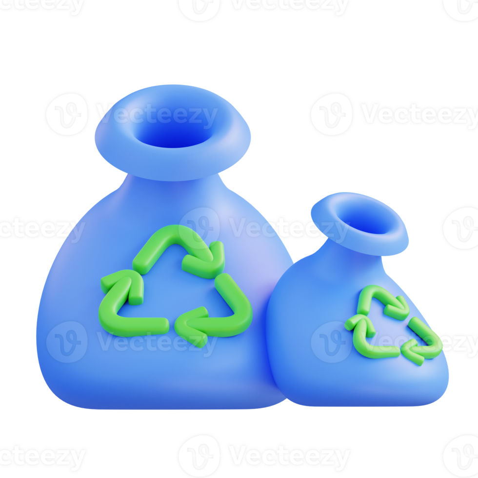 3d illustration of recycling trash bag png