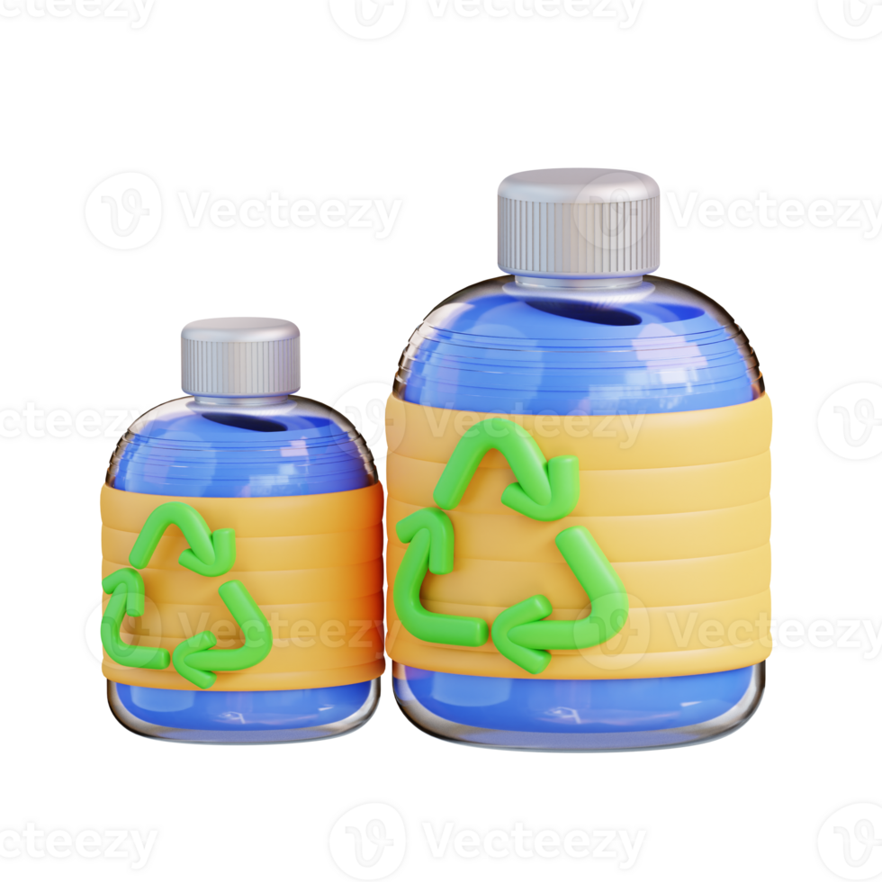 3d illustration of recycled bottles png