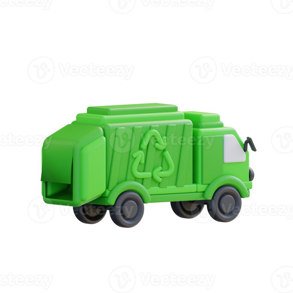 3d illustration of recycling garbage truck png