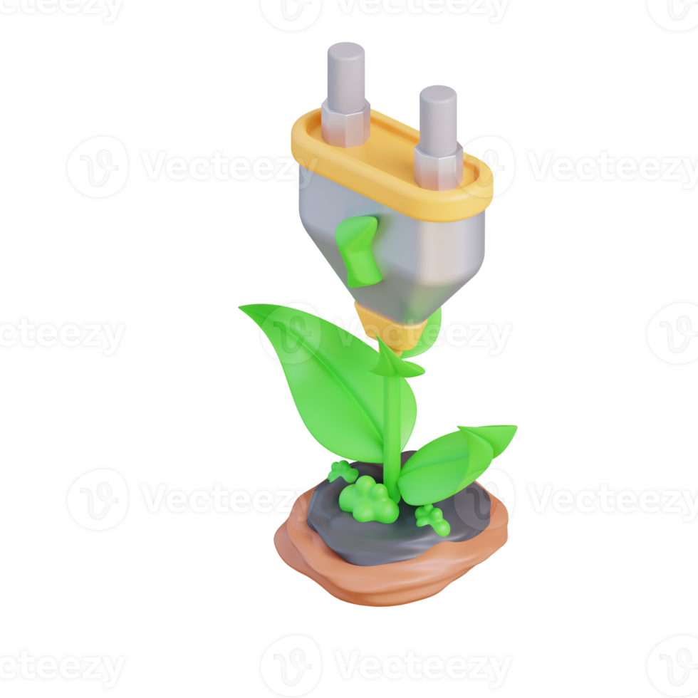 3d illustration of electric power from plants png