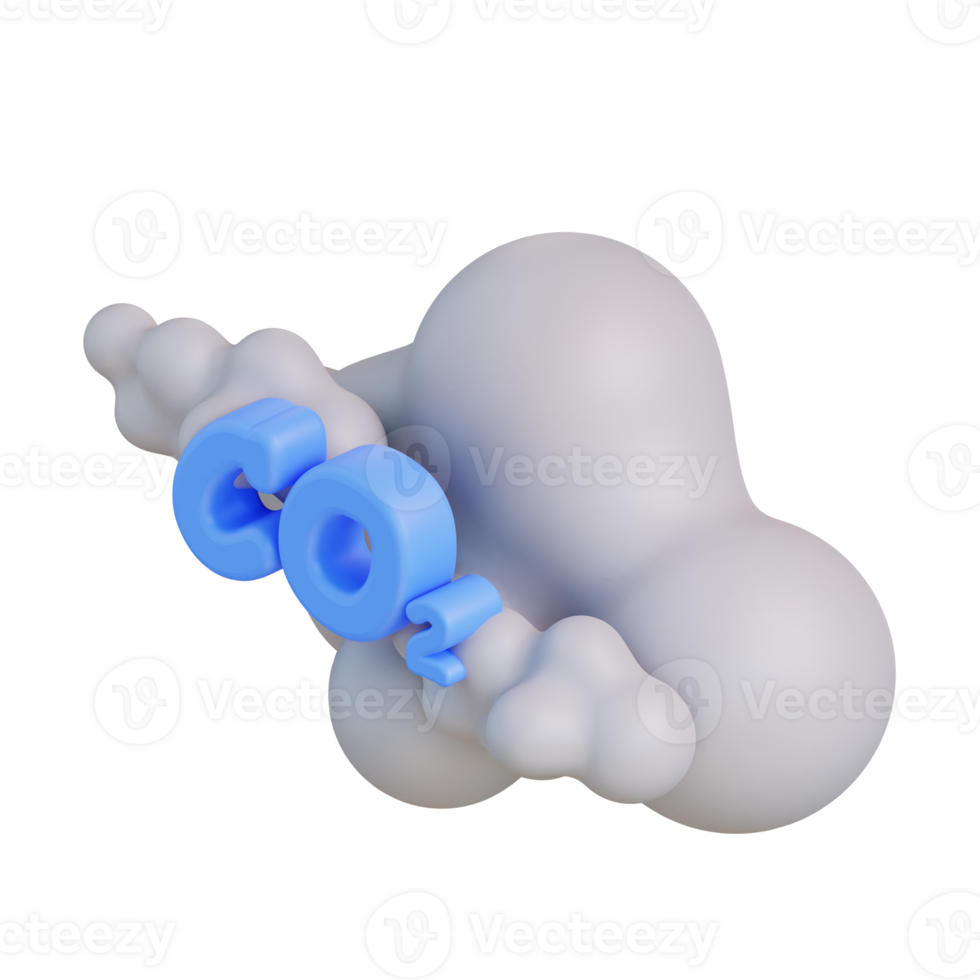 3d illustration of a cloud with carbon dioxide png