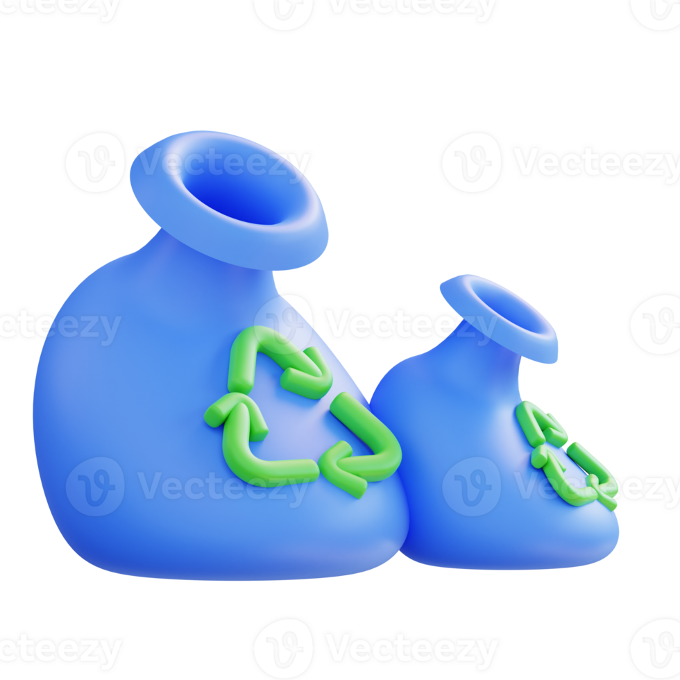 3d illustration of recycling trash bag png