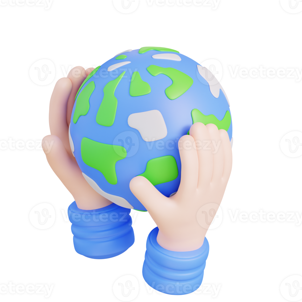 3d illustration of hand and globe png