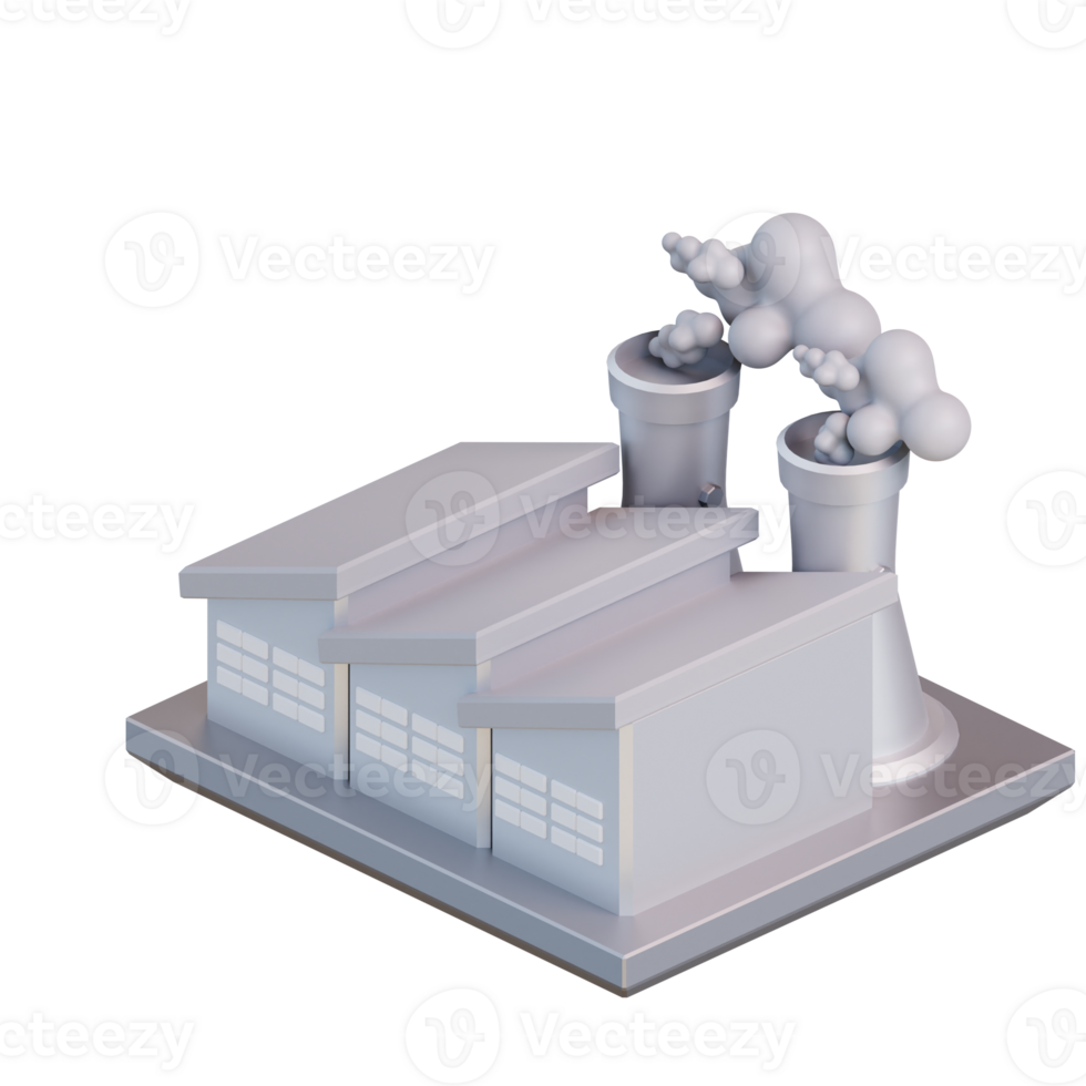 3d illustration of air pollution by factory png