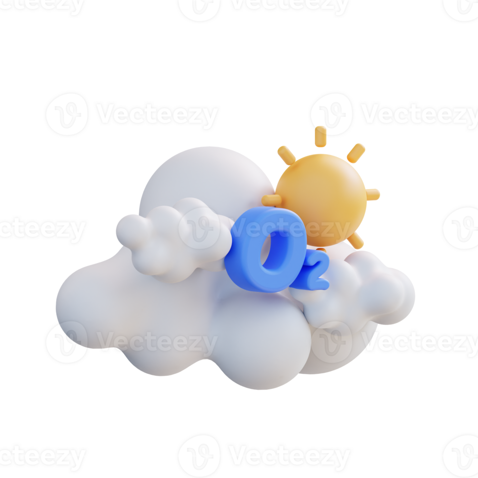 3d illustration of cloud with oxygen png