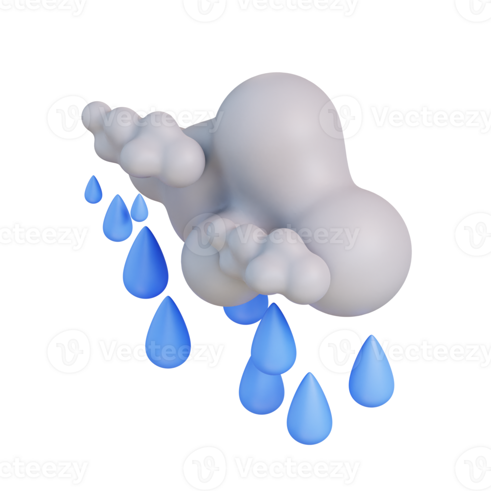 3d illustration of a cloud with rain png