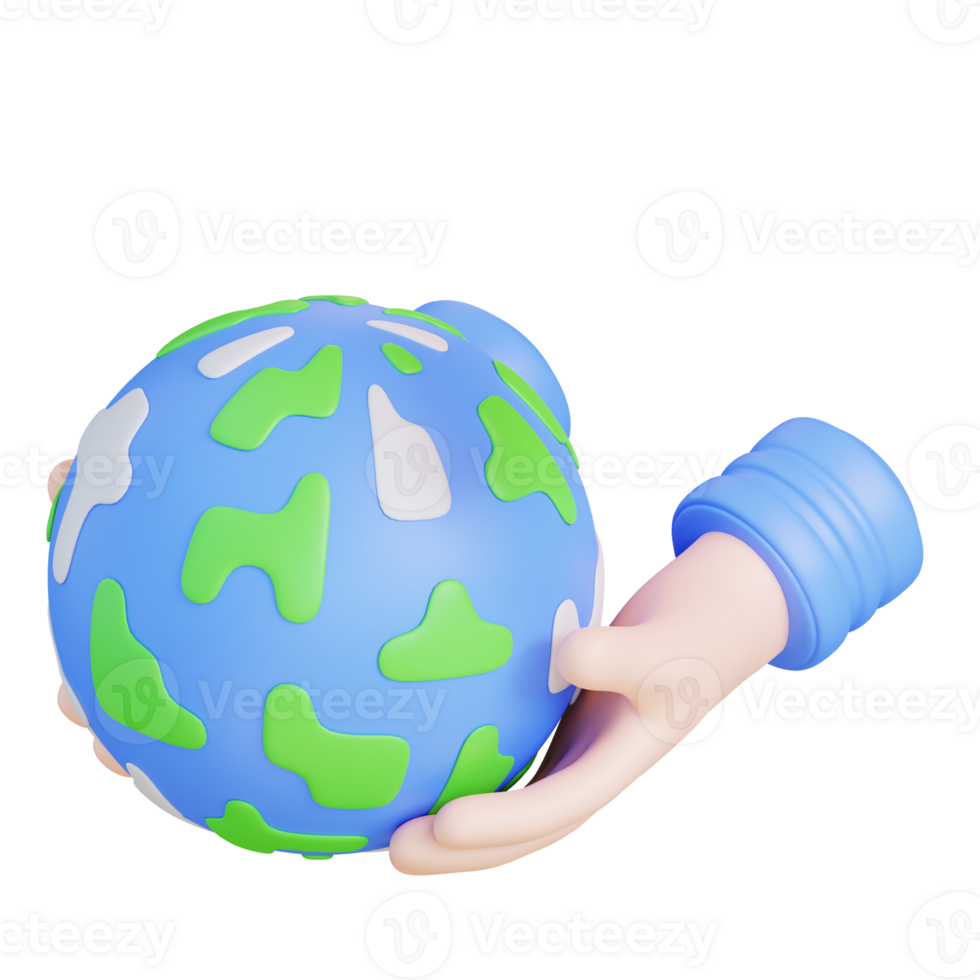 3d illustration hand holding globe globe png