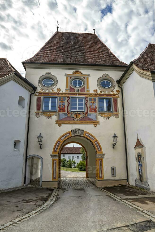 Entrada portón de el histórico castillo. zeil castillo cerca leutkirch, Alemania foto