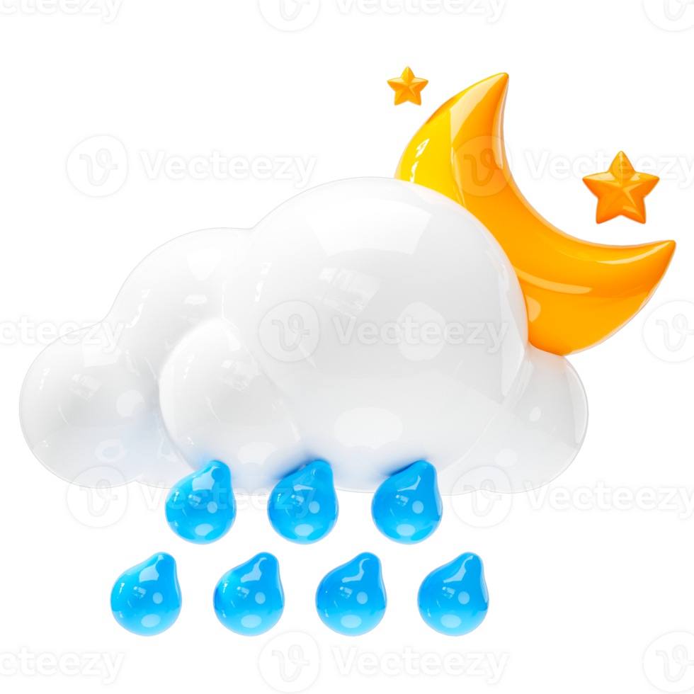 trovoada chuva às noite ícone, clima previsão placa png