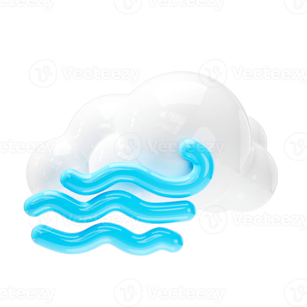 Cloud with Strong wind icon, Weather forecast sign png