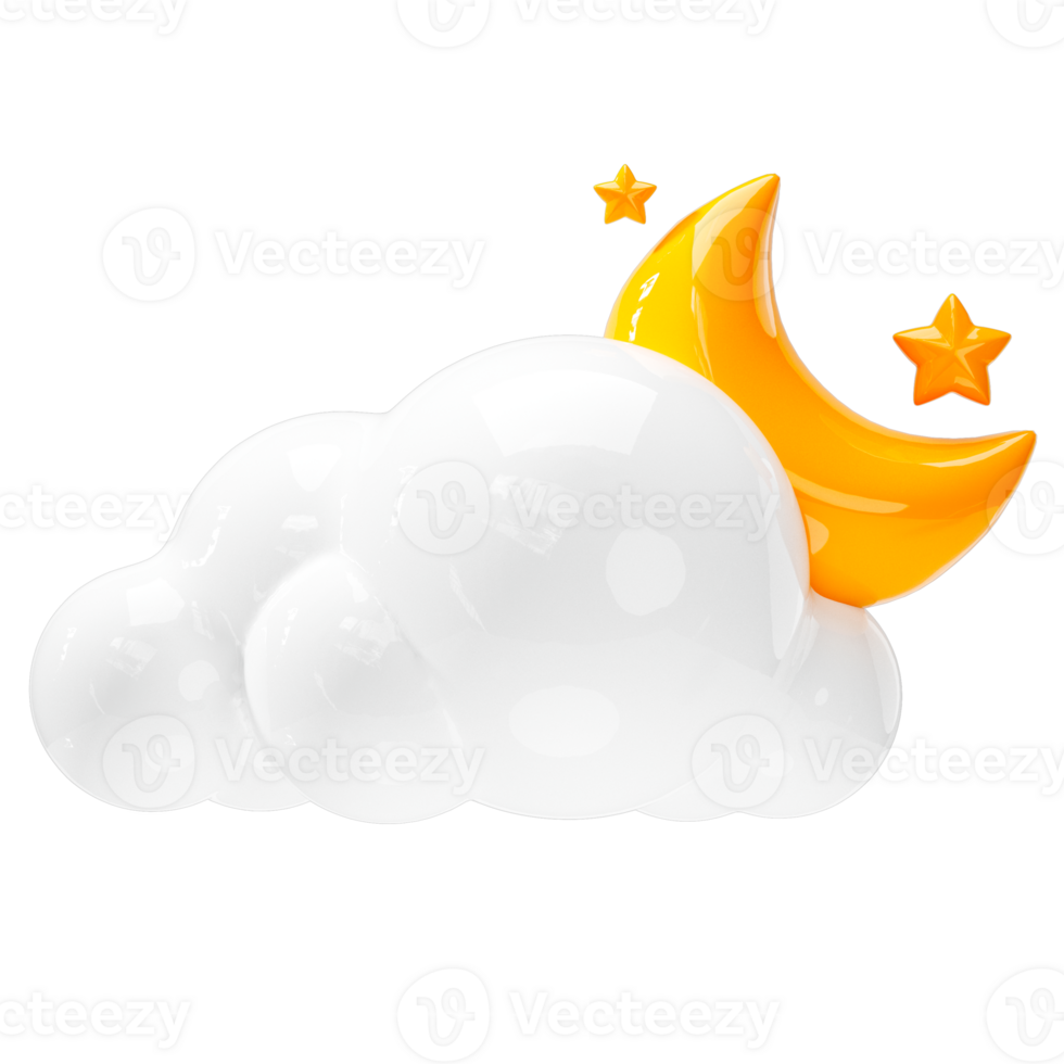 Night icon, cloud and moon. Weather forecast sign png