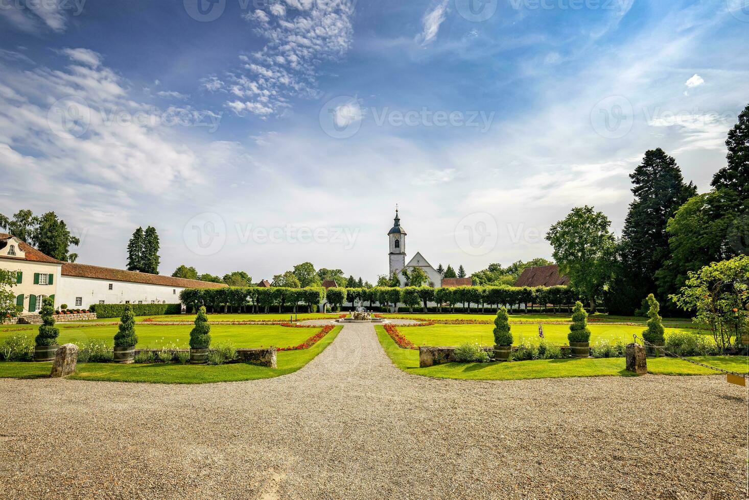 Beauty garden on a sunny day, a part of Zeil Castle near Leutkirch, Germany photo