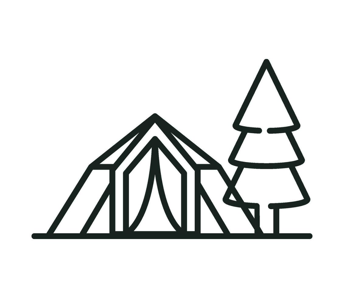 camping ecological tourism line isolated icon vector