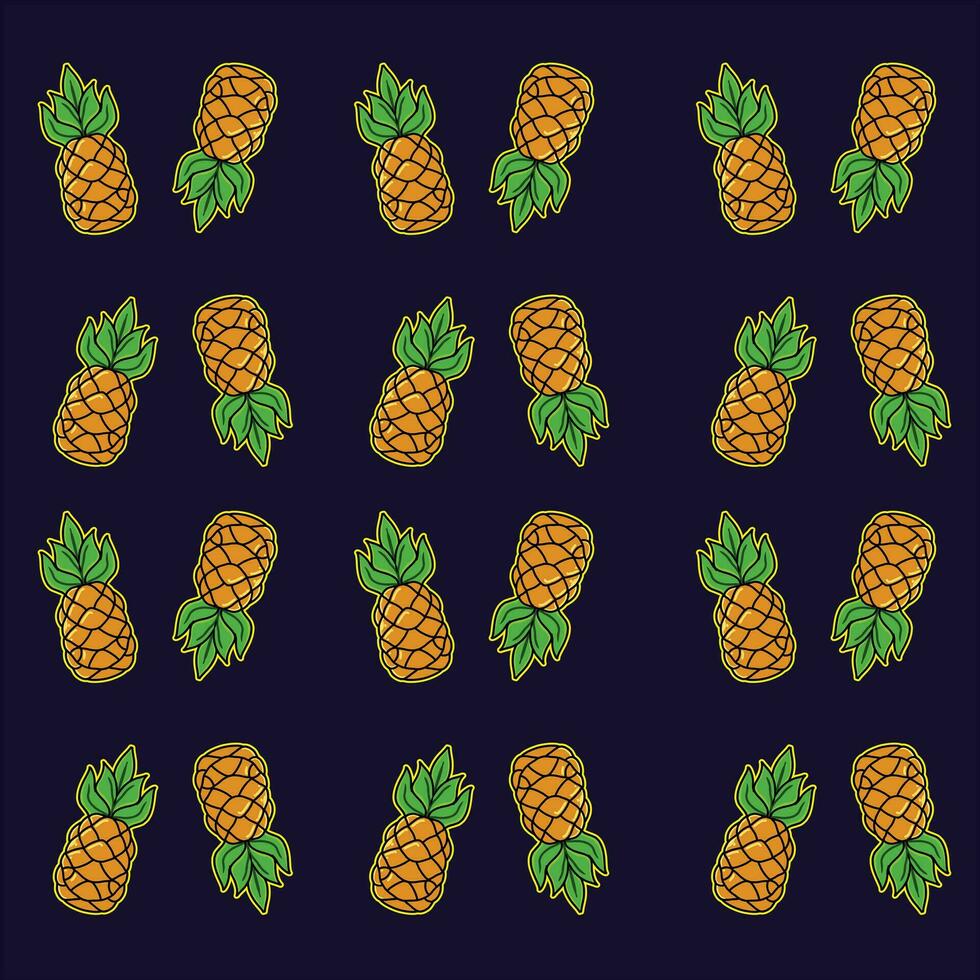 Pineapple vector background. Summer colorful tropical textile print